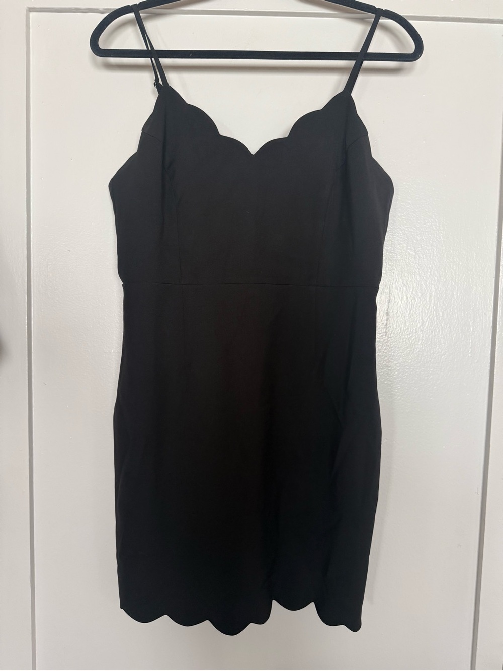 Aqua Black Scallop-Trim Midi Dress